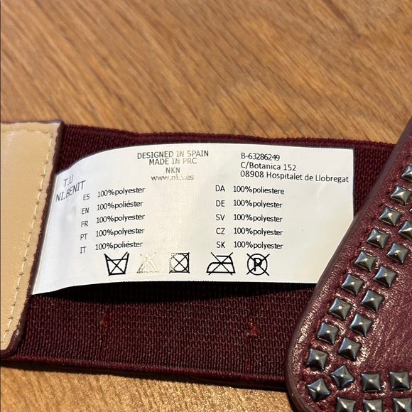 NKN Nekane Asymmetric Burgundy Studded Faux Leather Belt NWT One Size Reg. $65 main image 9